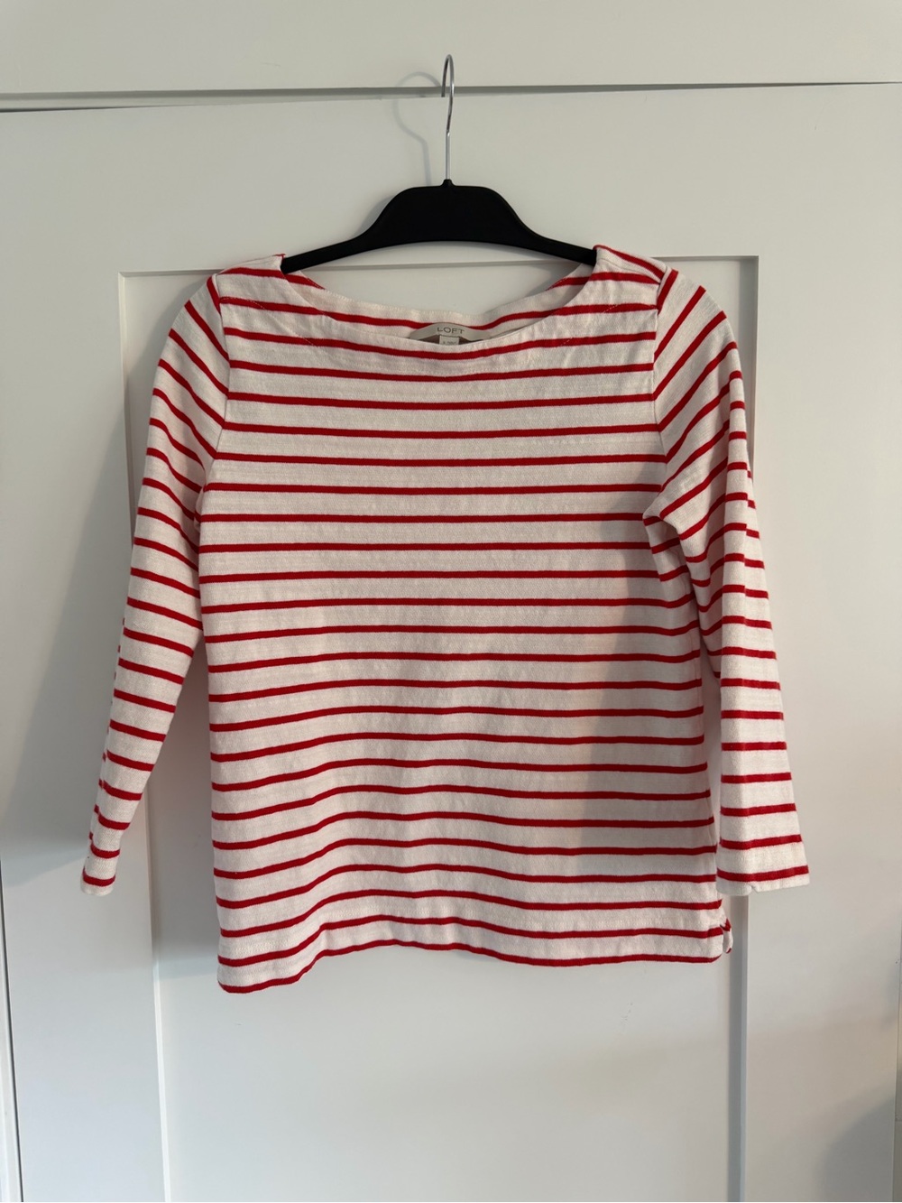 Loft Striped Boatneck 3/4 Sleeve Top